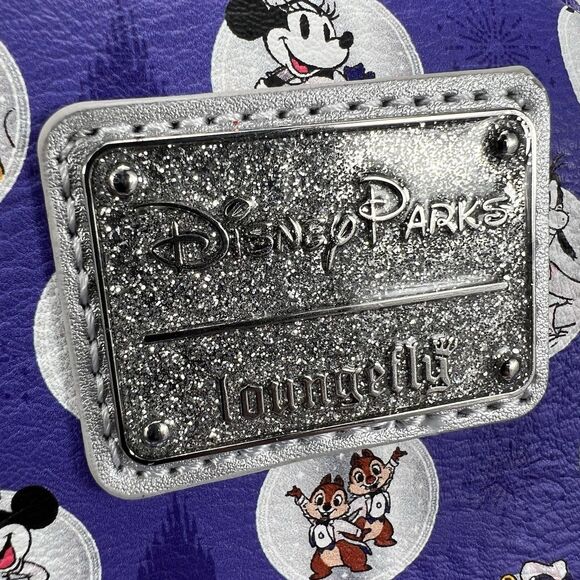 Disney Loungefly Mini Backpack 100th Anniversary Purple Sparkle 2023 - Picture 2 of 13